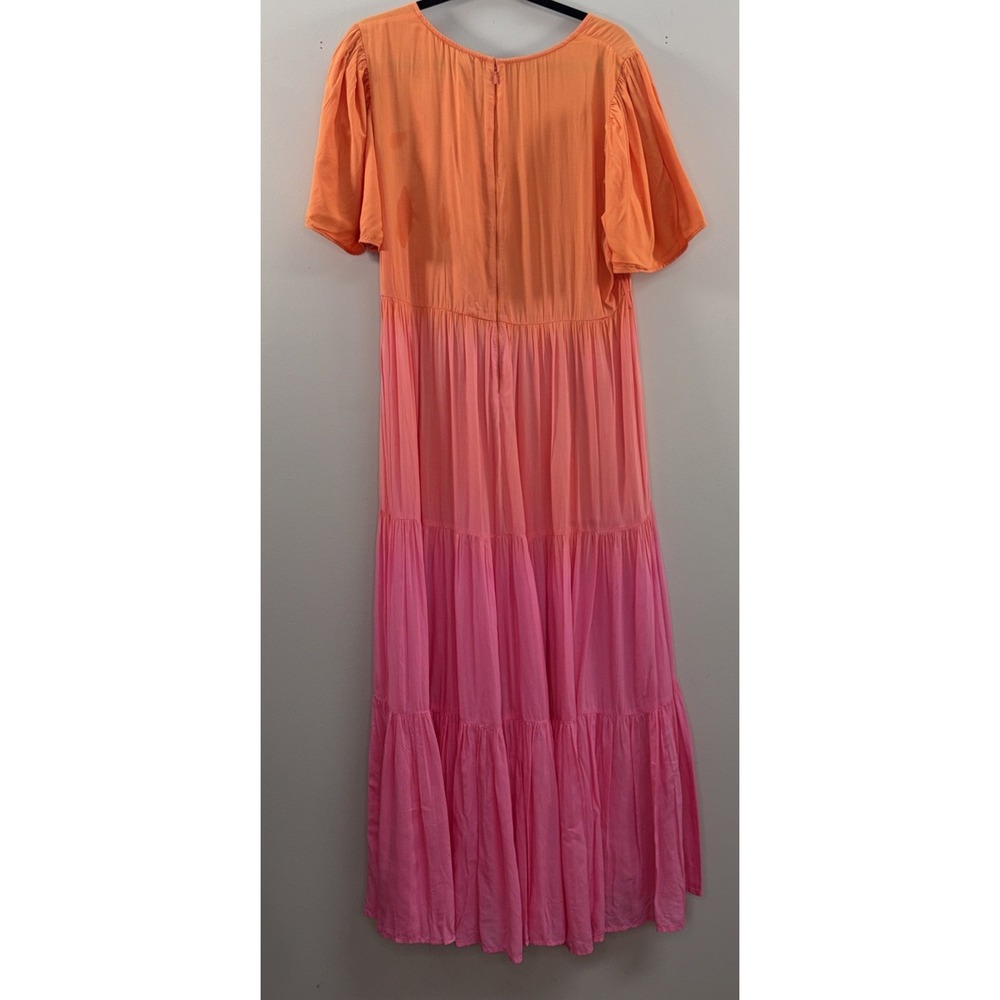 Ivy City Co Sunset Maxi Dress Tiered Pink Orange Womens XL Resort Summer *Read* - Picture 4 of 10